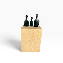 Load image into Gallery viewer, Three black bowling-pin-shaped knives displayed
