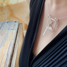 Load image into Gallery viewer, Lady with cat pendant on model Yenny Cocq