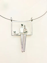 Load image into Gallery viewer, Couple with their cat pendant in silver.