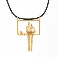 Load image into Gallery viewer, Couple with Cat in Gold
