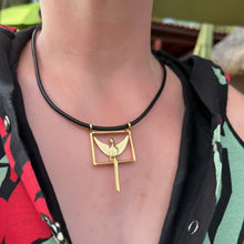 Load image into Gallery viewer, Angel pendant in Gold on model

