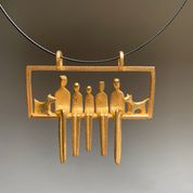 Family of Five with two Dogs in Gold and Steel