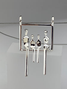 Family of four in Silver and Steel. This shows the front of the pendant